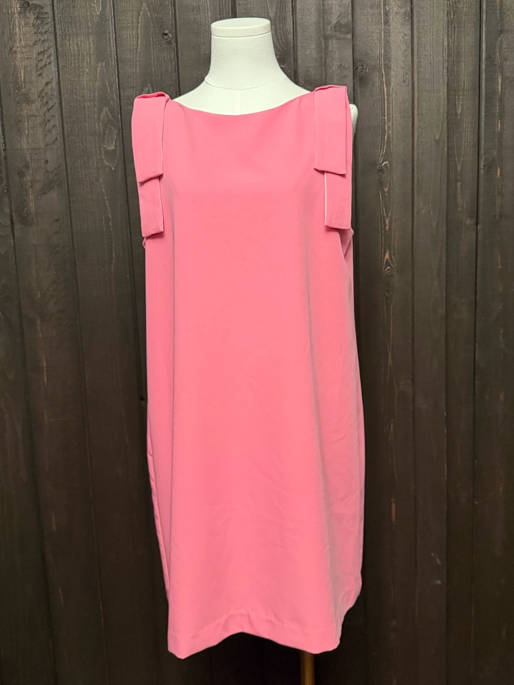 Abbey Glass Michelle Mini Dress w/Shoulder Tie/Bow Pink Sheath Wedding Sz M EUC